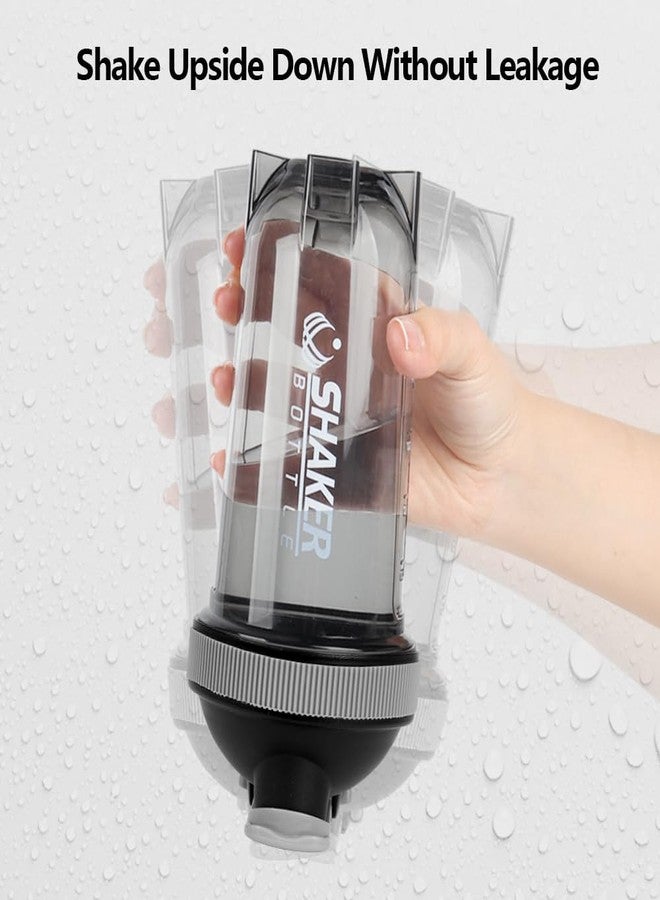 XTK Shaker Bottle Clear Protein Shaker Cup with Mixing Ball 16OZ Leak-Proof Extra-Durable Gym Bottle for Work Out,Shaker for Protein Power Shakes,Handle Portable,Curved Bottom,BPA Free(Black) - Image 4